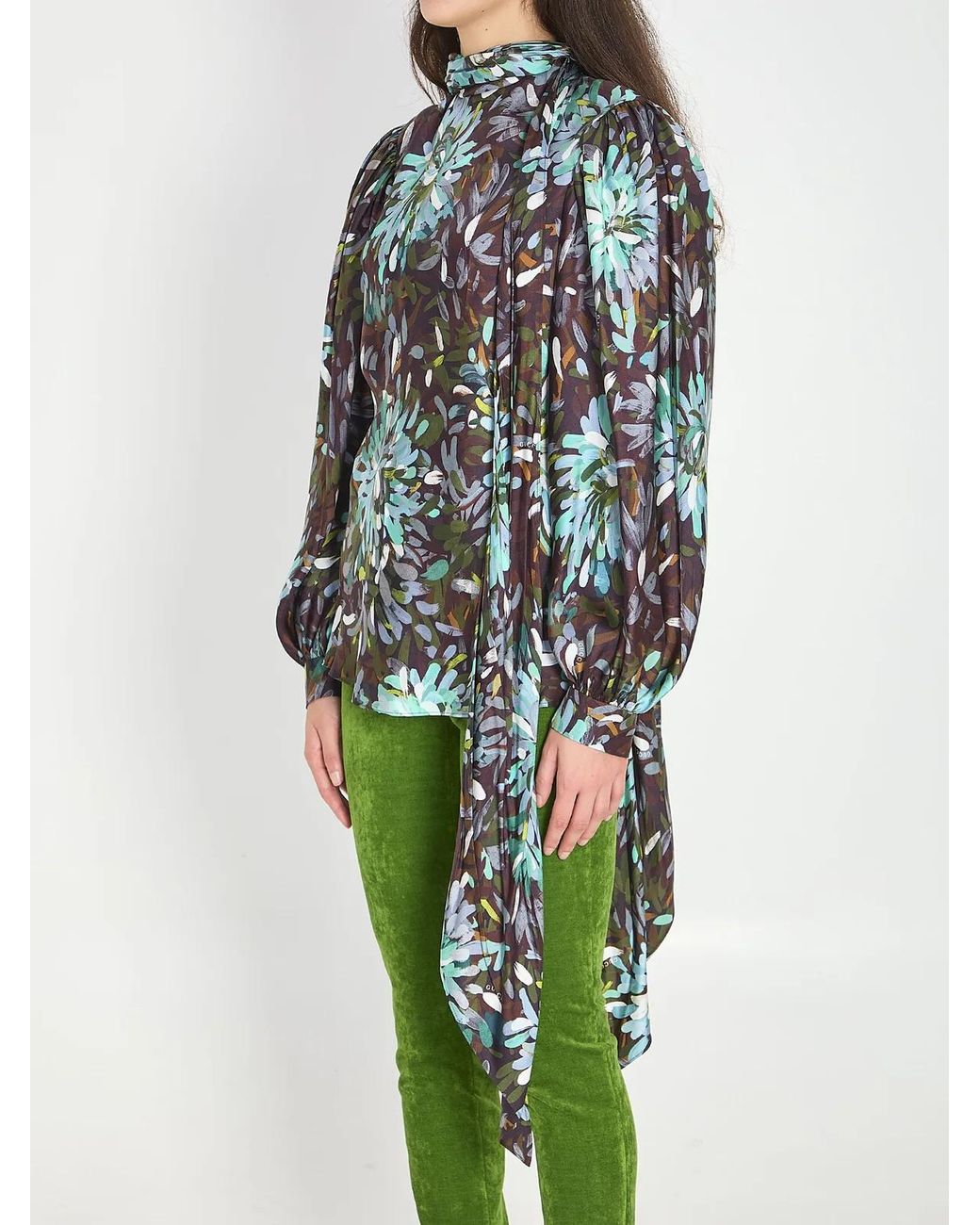 Gucci Green Printed Silk Twill Shirt