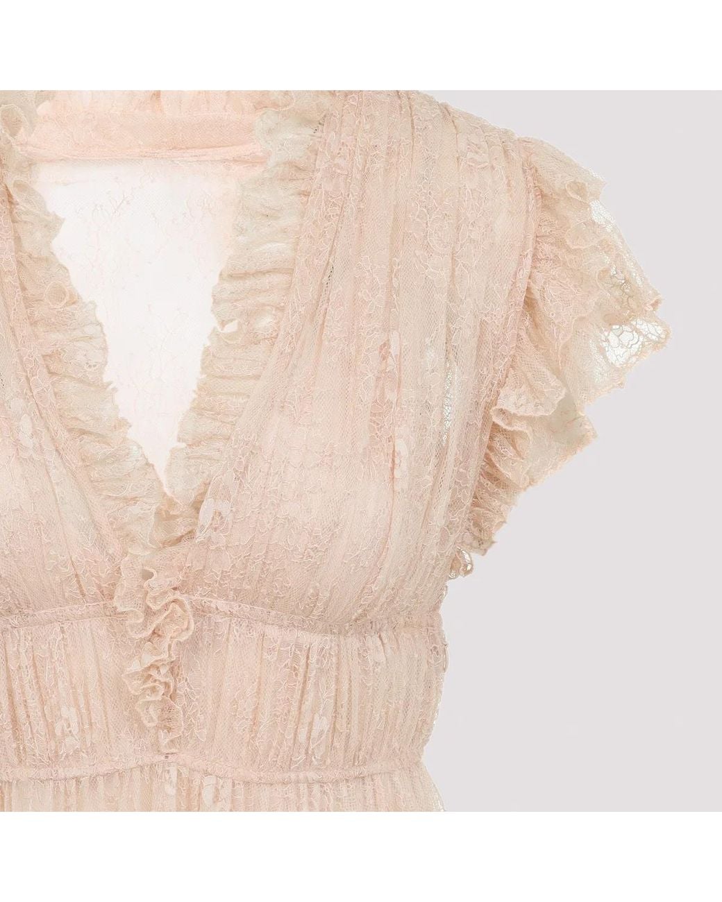 Alberta Ferretti Pink Lace Long Dress