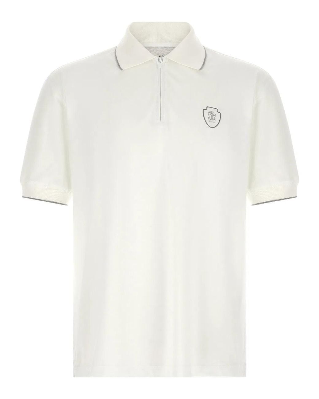 Brunello Cucinelli White Techno Piquet Polo Shirt for men