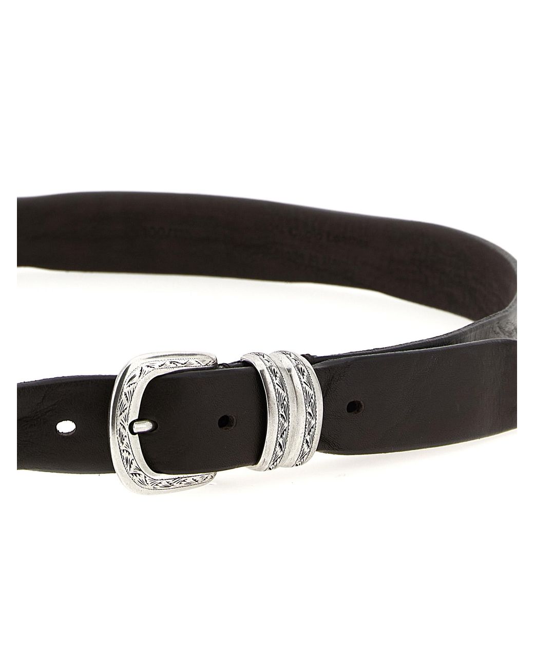 ZERBINI CLAUDIO Black Aged Leather Belt for men