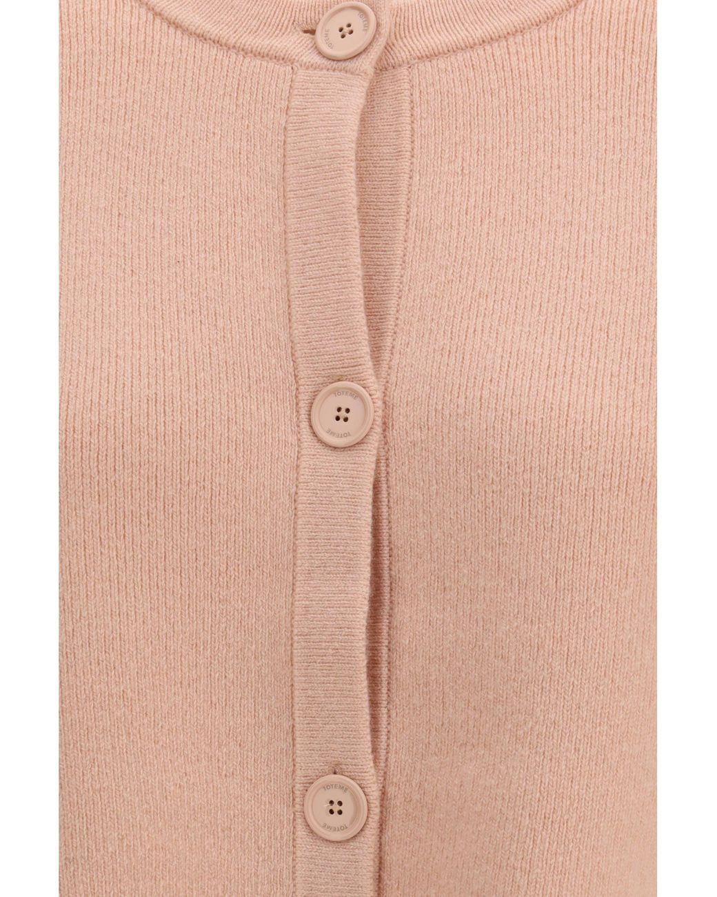 Totême  White Cropped Crewneck Cardigan With Button Fastening