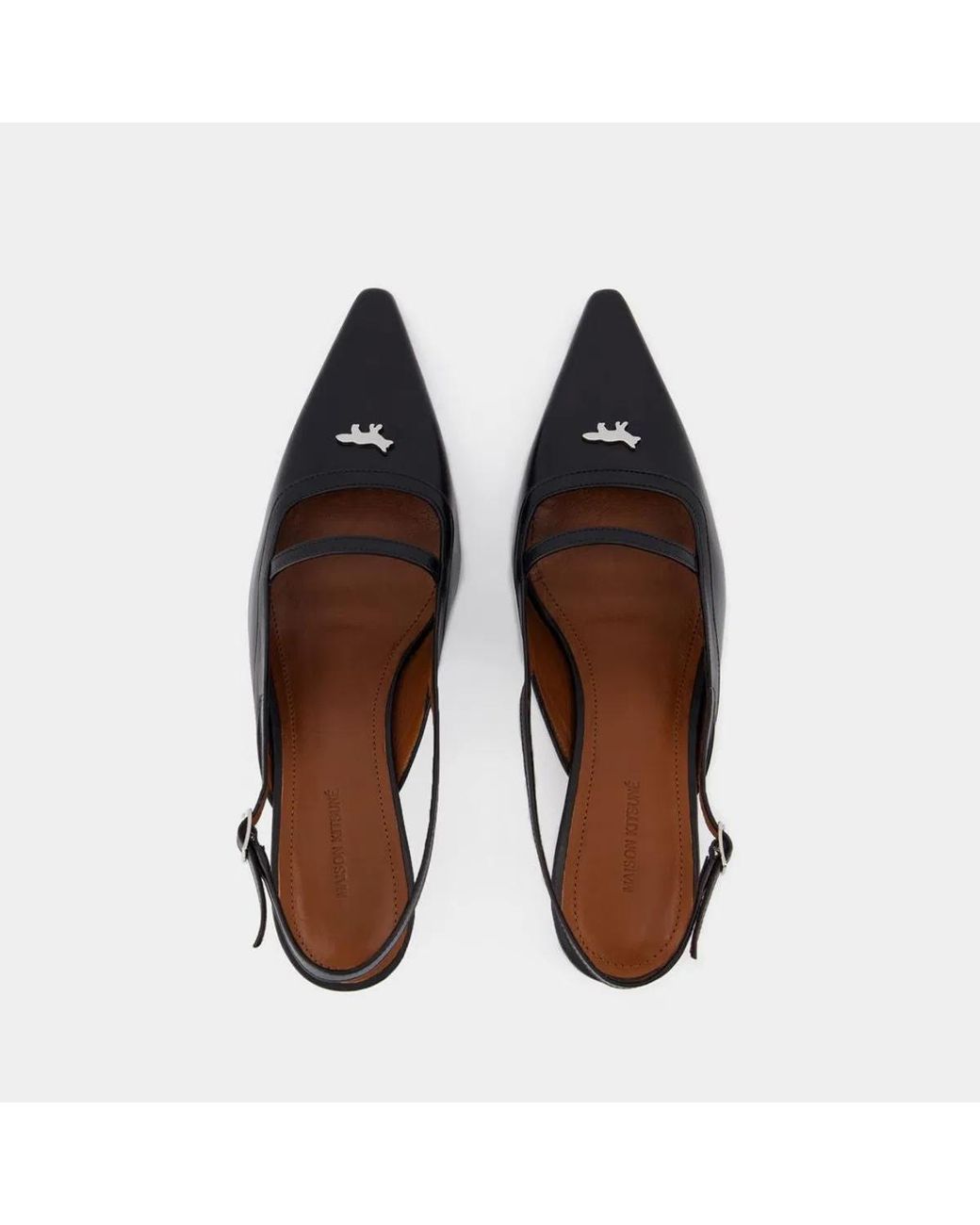 Maison Kitsuné Black Maison Kitsuné Pointy Sling Back