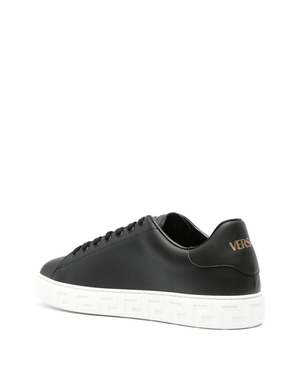 Versace Black Greca Leather Sneakers for men