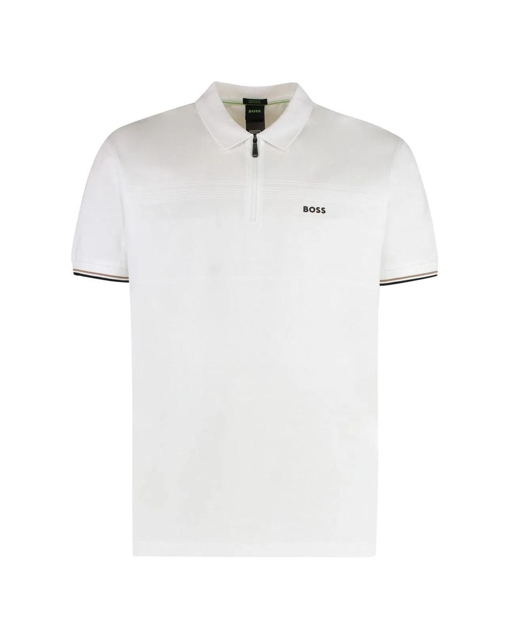Boss White Cotton Polo Shirt for men