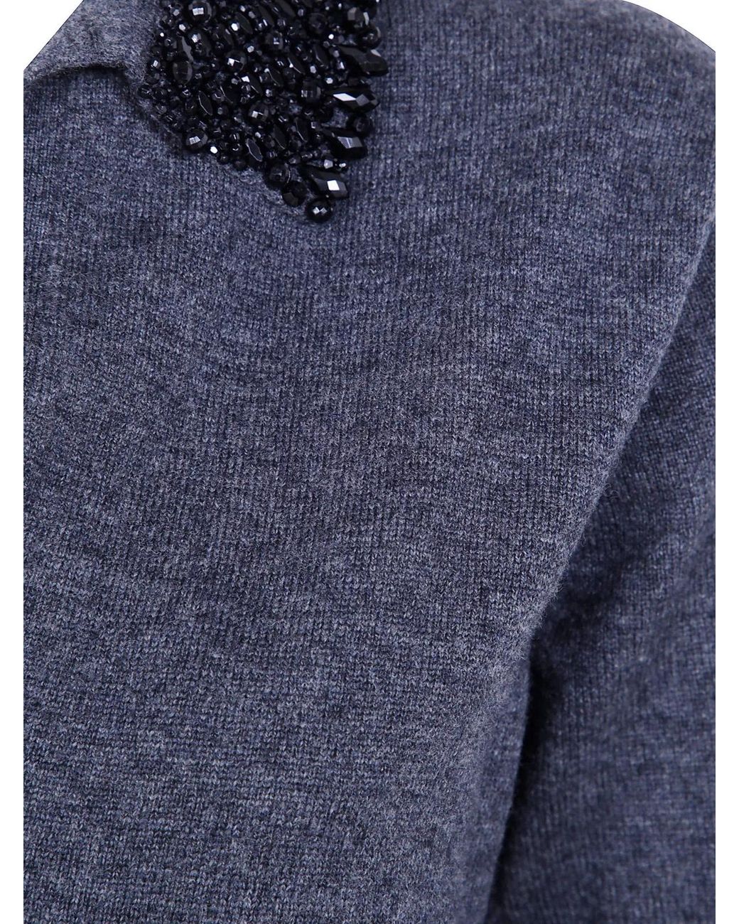 Semicouture Blue "Margy" Short Sleeves Polo Neck