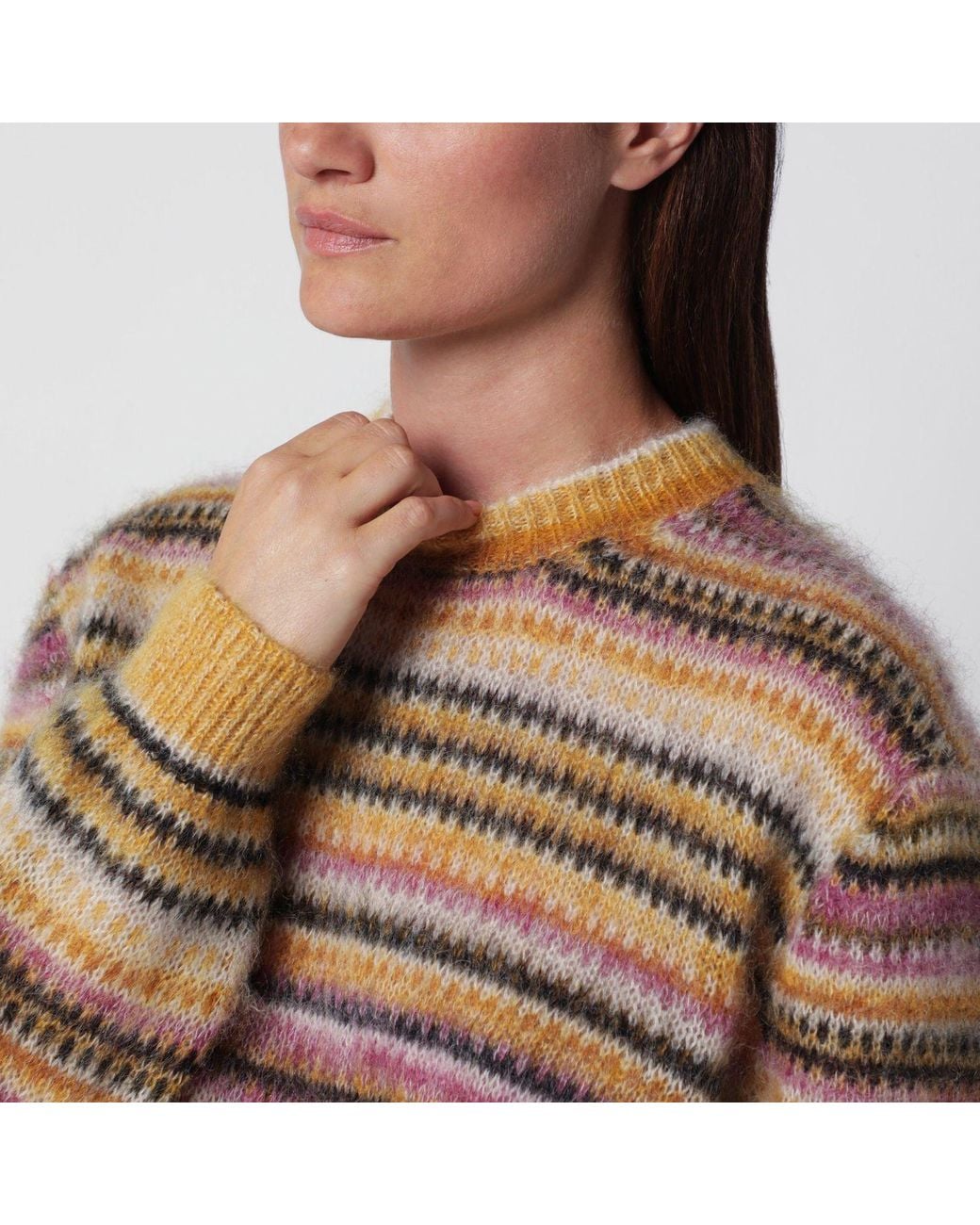 Isabel Marant Brown Isabel Marant Etoile Morine Multicolored Striped Mohair Sweater