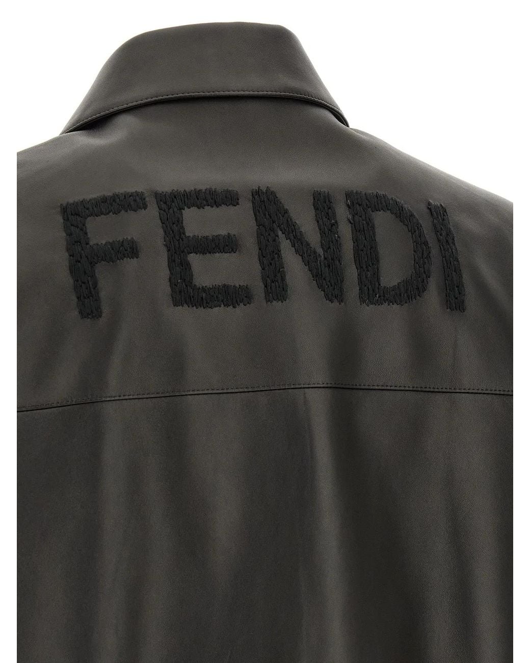 Fendi Gray Leather Blouson for men