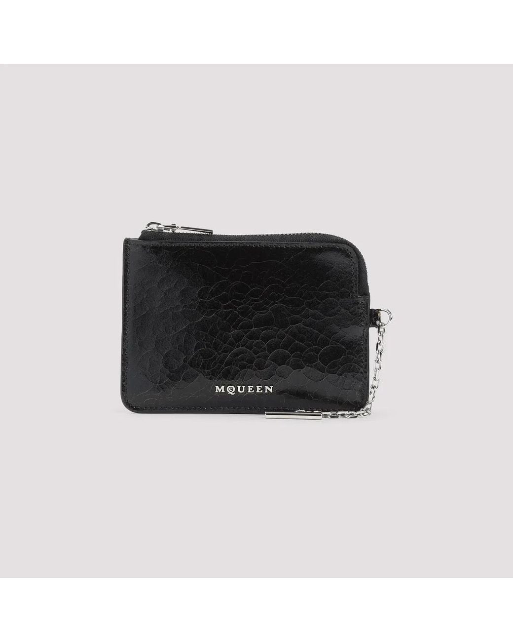 McQueen Black Leather Card Holder for men