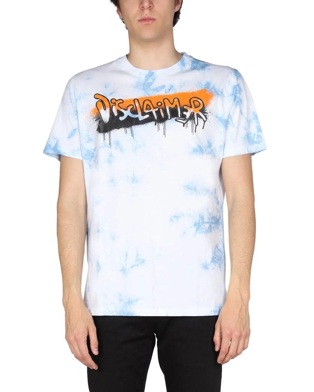 DISCLAIMER White Logo Print T-Shirt for men
