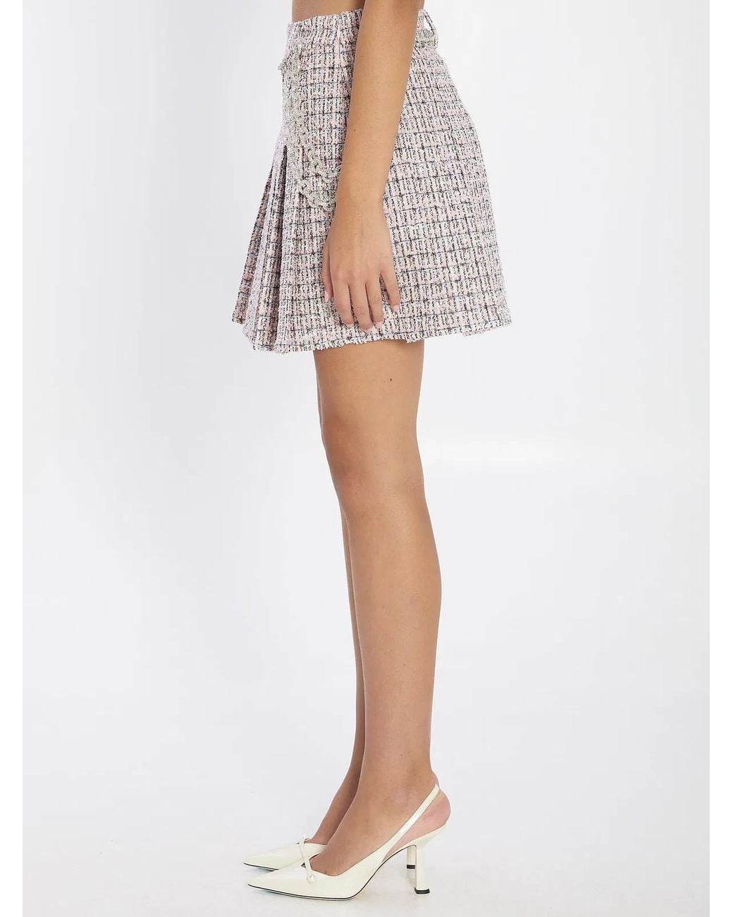 Self-Portrait White Self Portrait Pleated Skirt With Belt