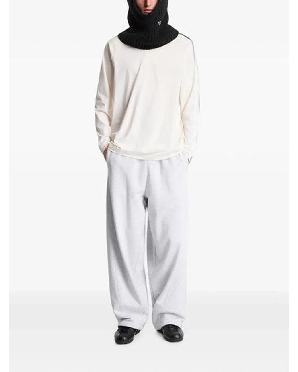 Y-3 White Oversized Graphic Long Sleeve T-Shirt for men