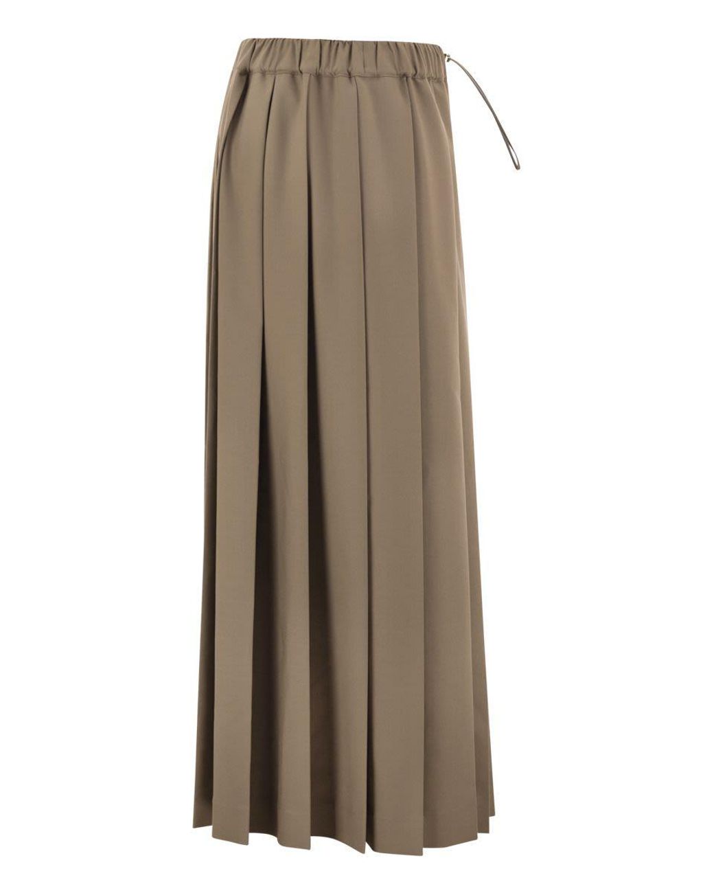 Fabiana Filippi Brown Long Pleated Skirt With Elasticated Waistband