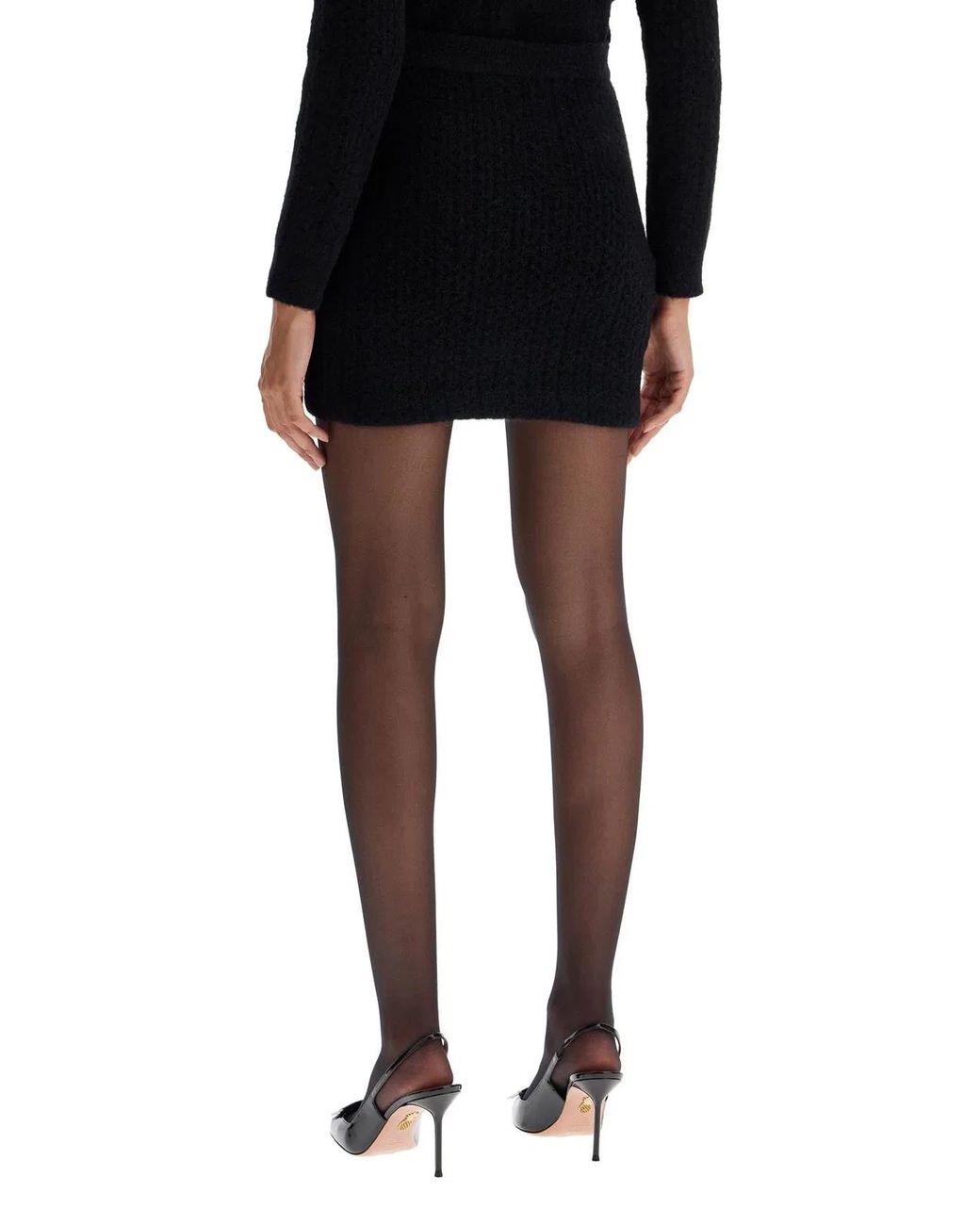 Self-Portrait Black Alpaca Knit Mini Skirt
