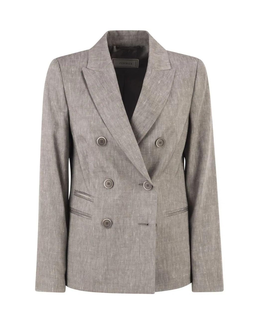Peserico Gray Double-Breasted Blazer