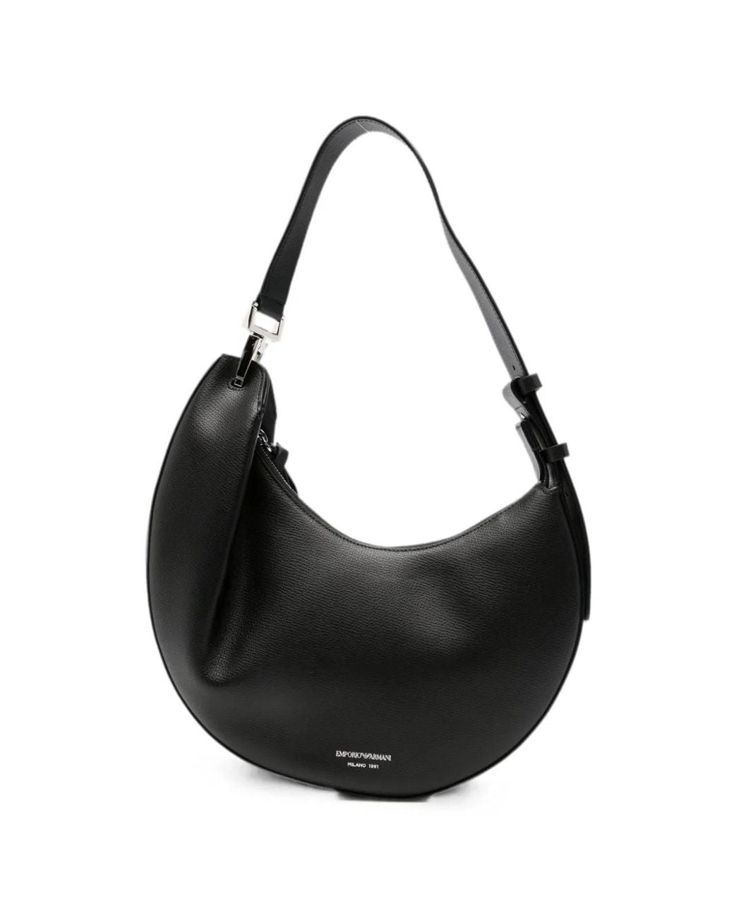 Emporio Armani Black Medium Leather Hobo Bag
