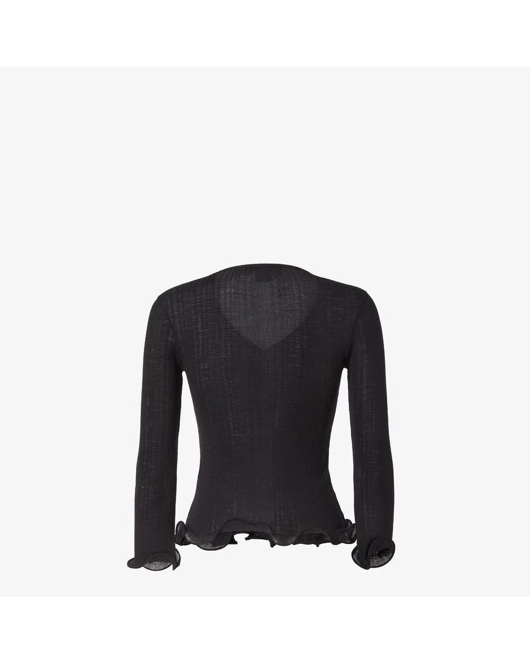 Fendi Black Wool Pullover With Logo Embroidery