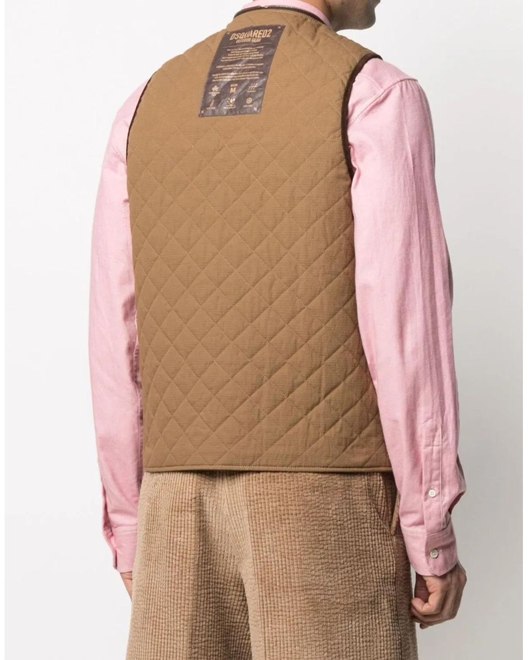 DSquared² Brown Reversible Quilted Vest Jacket for men