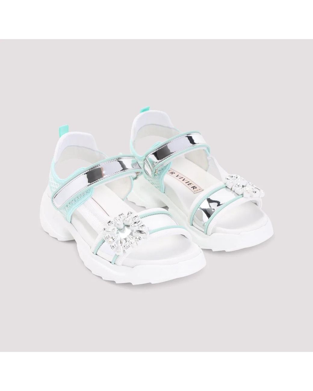 Roger Vivier Blue Viv On The Run Leather Sandals