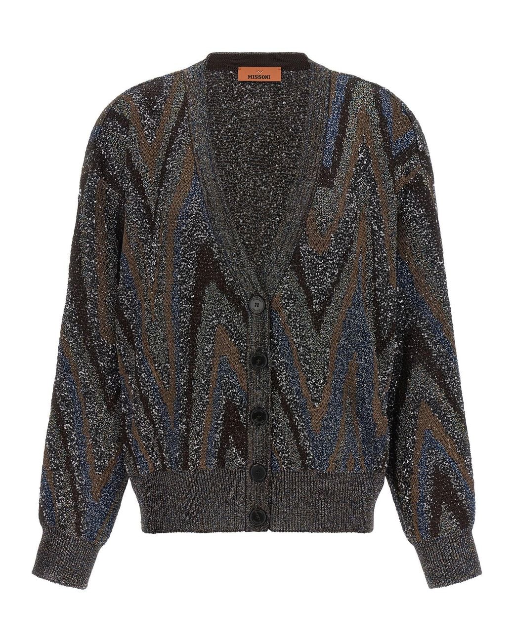 Missoni Gray Sequin Zigzag Cardigan