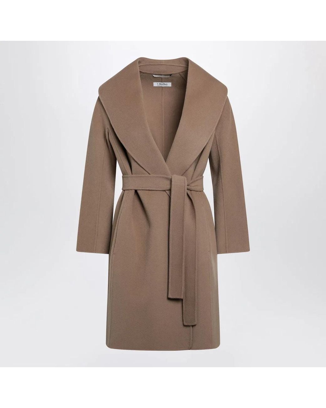 Max Mara Brown Max Mara S Camel Double Wool Wrap Coat
