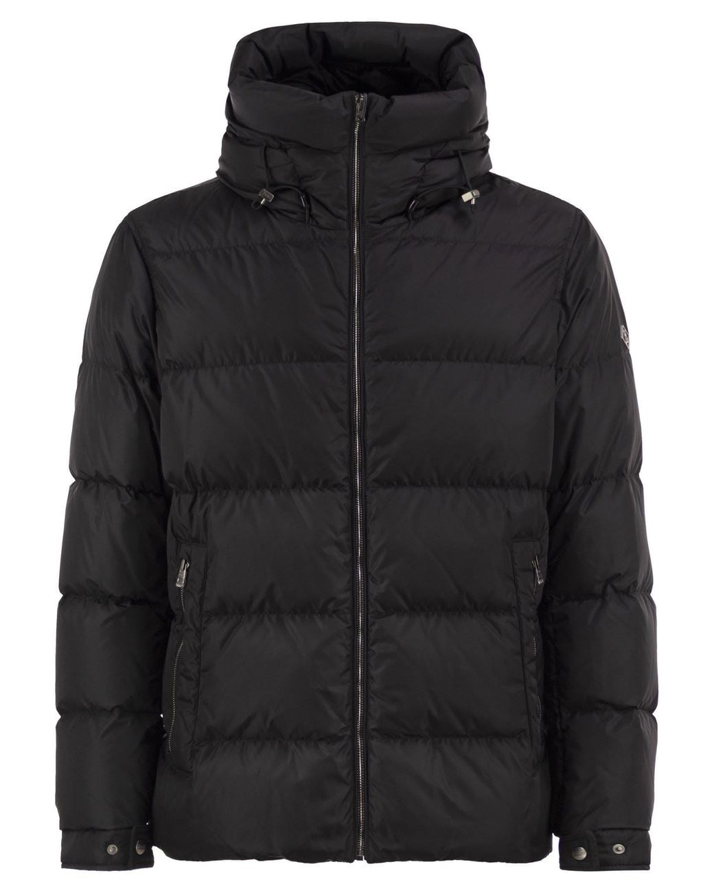 Herno Black Padded Down Jacket With High Collar And Integrated Hood for men