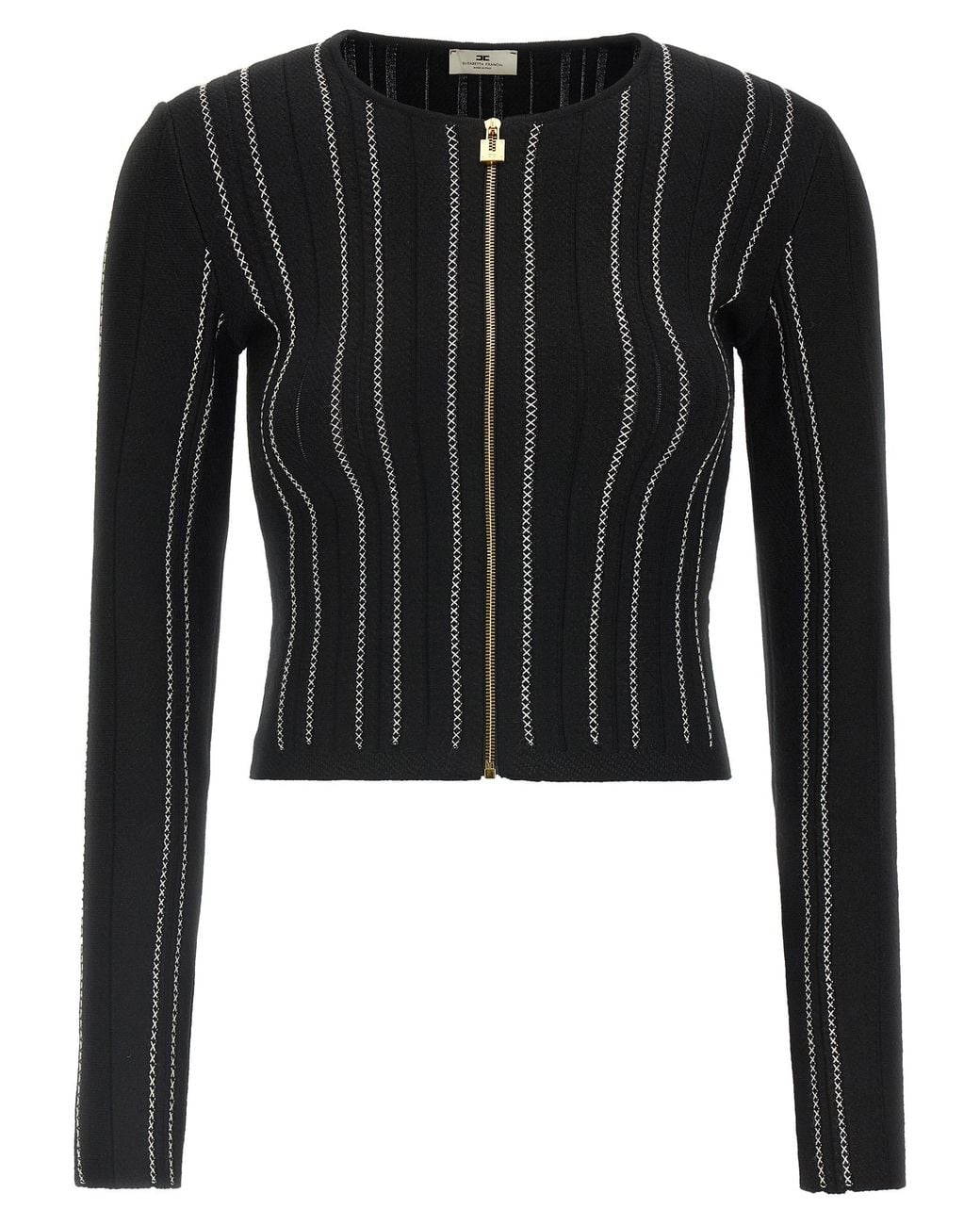 Elisabetta Franchi Black Cropped Knit Cardigan
