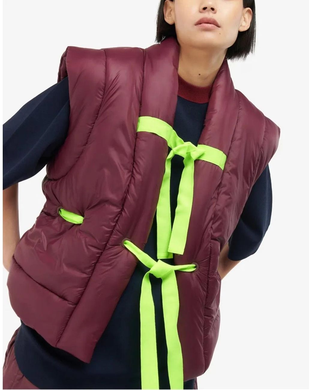 Barbour Red Shiny Gilet Vest For