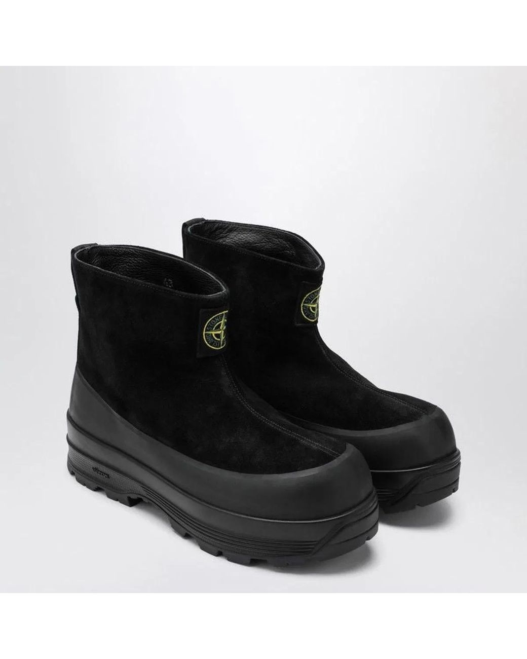 Stone Island Black Suede Ankle Boot With Logo for men