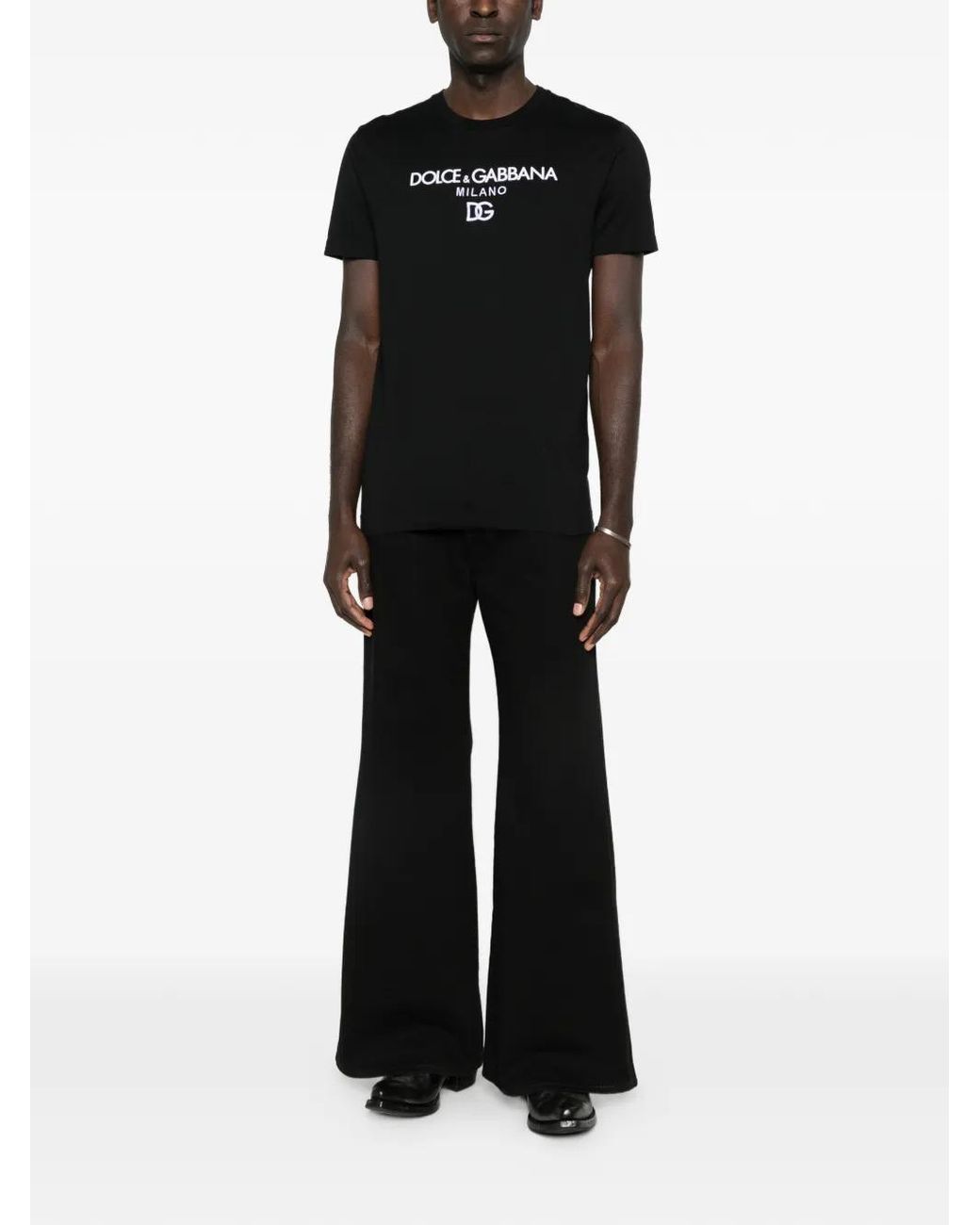 Dolce & Gabbana Black Dolce & Gabbana T-Shirt With Dg Embroidery for men