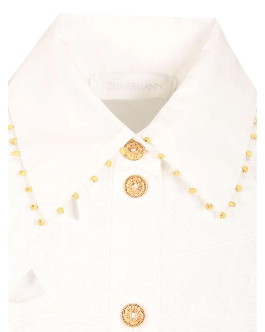 Zimmermann White Mahon Embroidered Crop Shirt