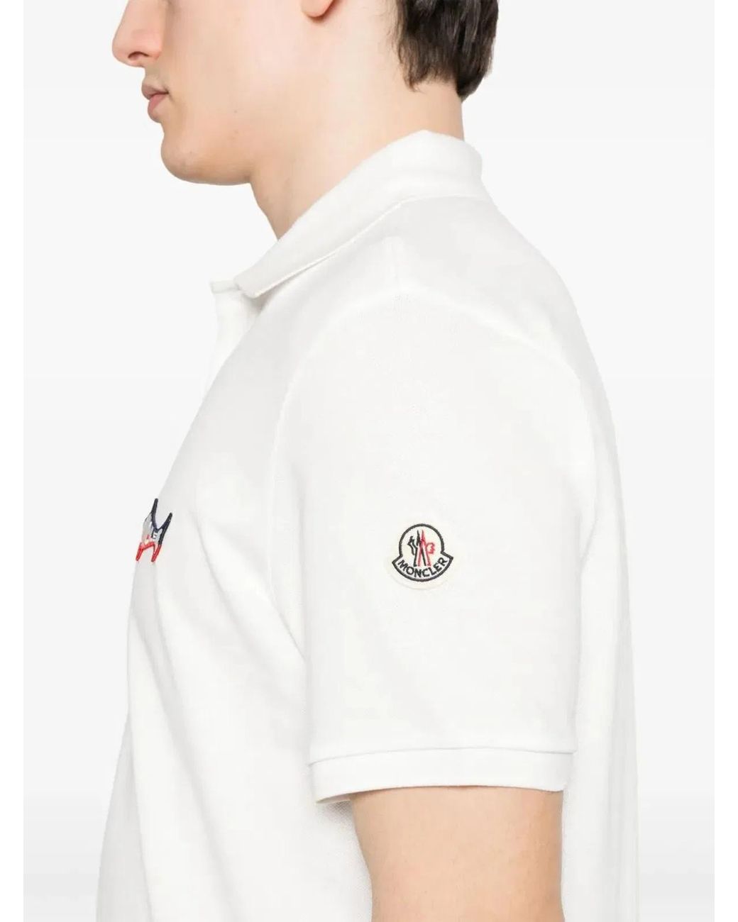 Moncler White Ss Polo for men