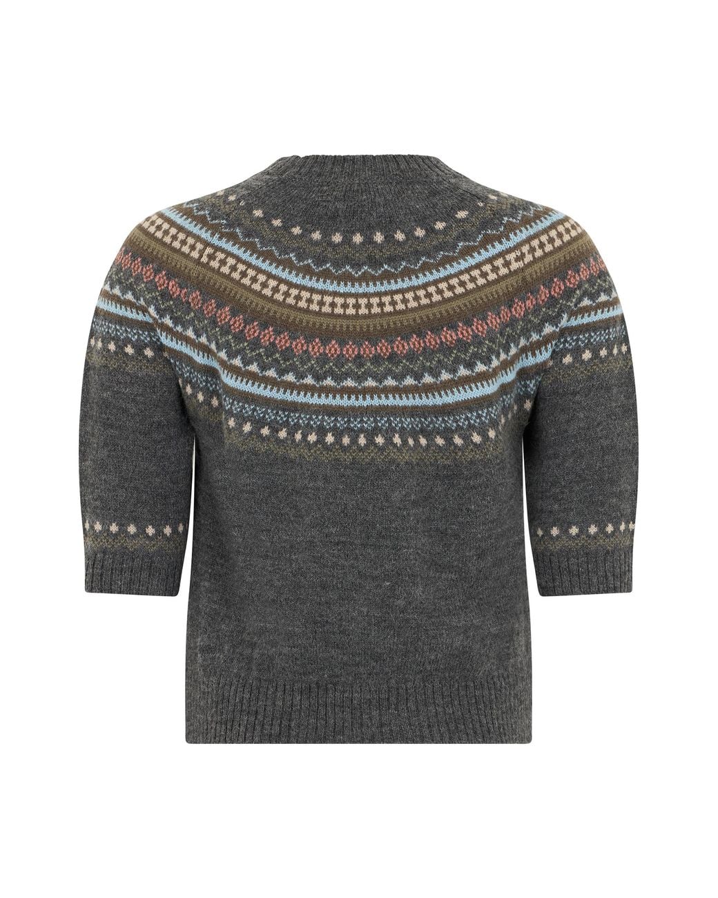 Weekend by Maxmara Gray Crew Neck Sweater With Short Sleeves