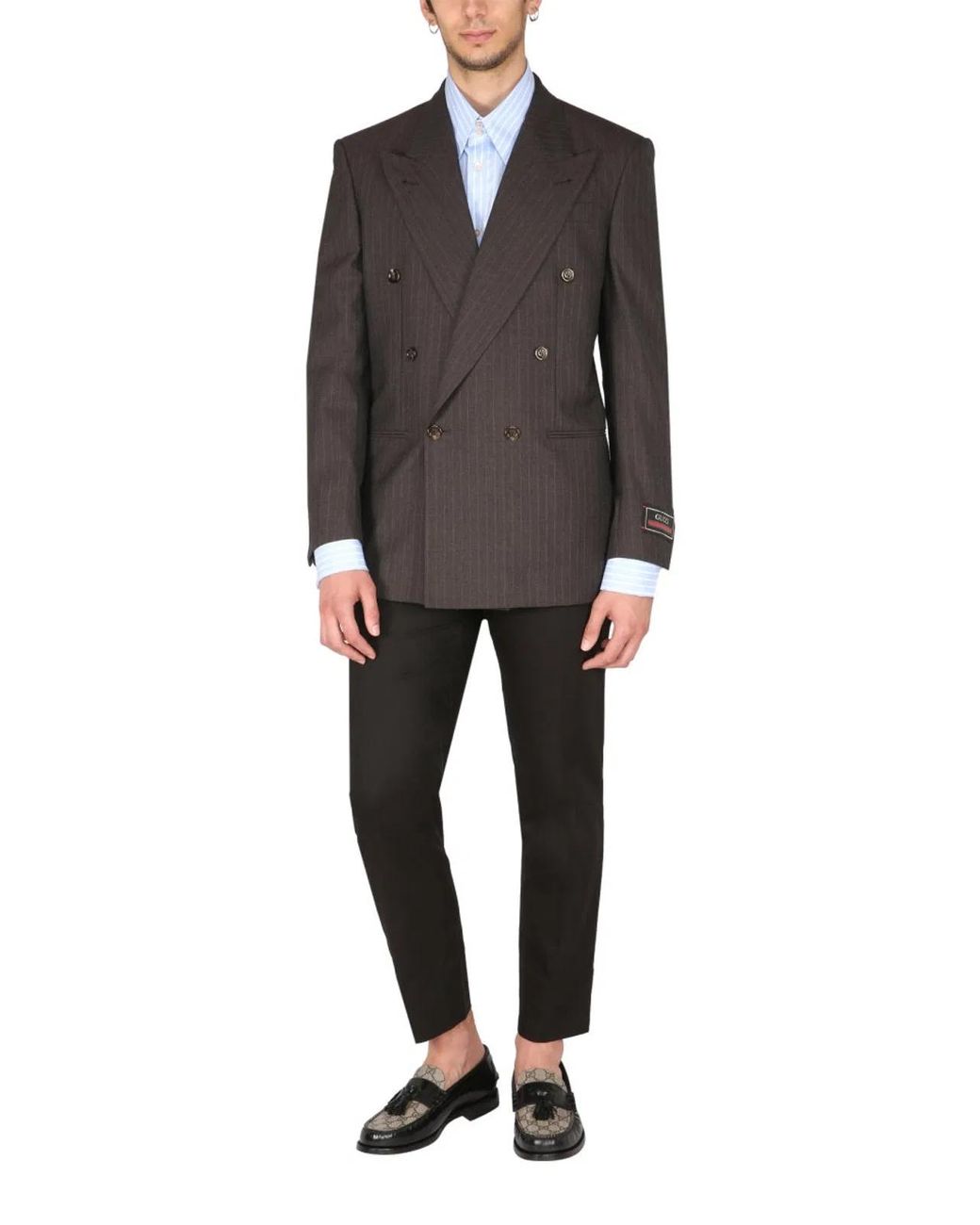 Gucci Gray Double-Breasted Wool Jacket for men
