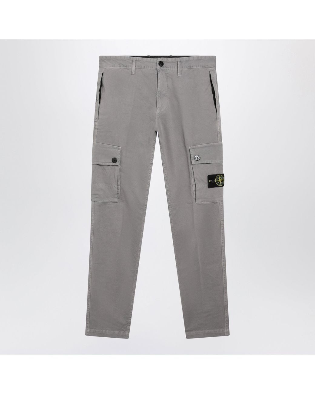 Stone Island Gray Cotton Cargo Trousers for men