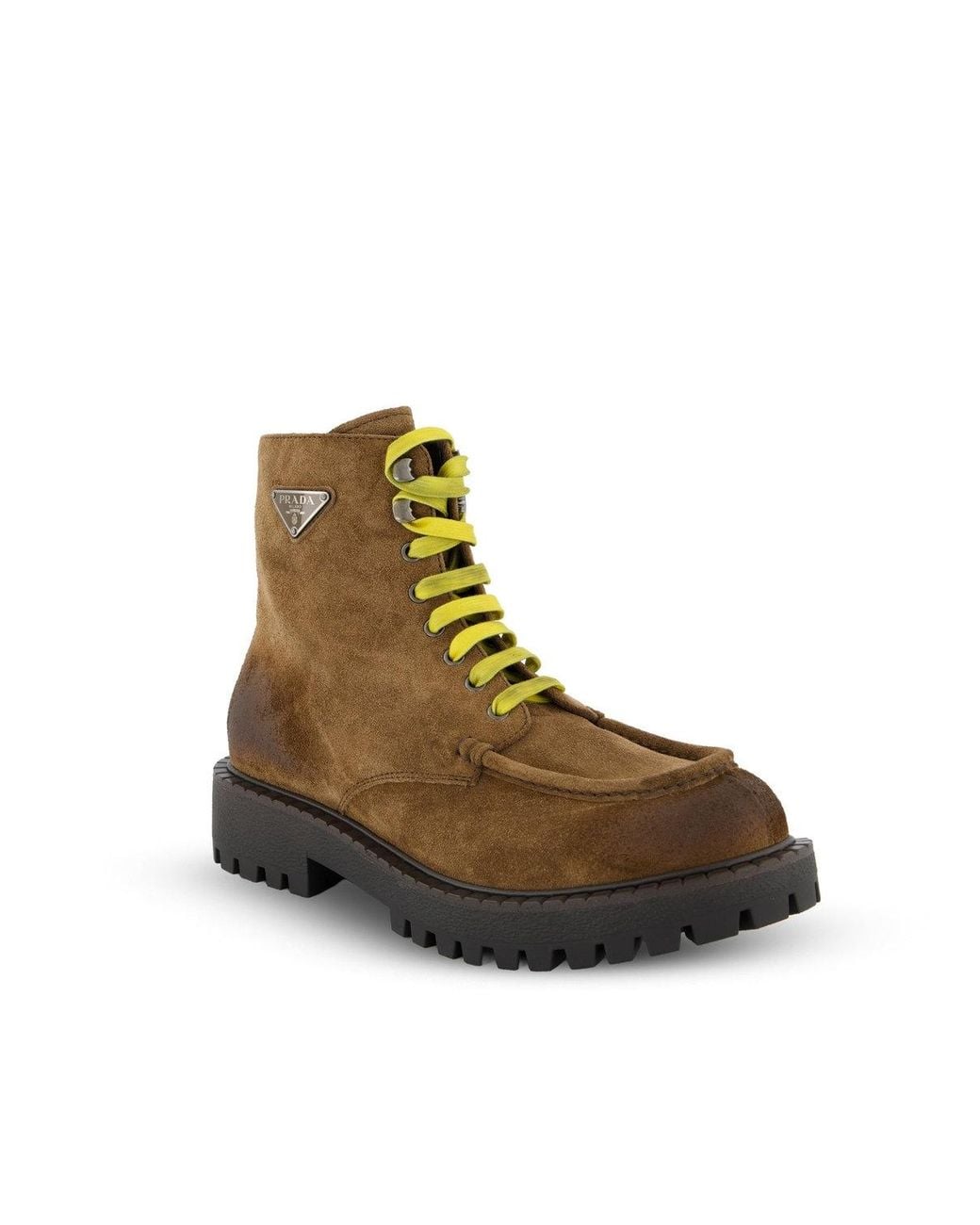 Prada Brown Suede Lace-Up Ankle Boots for men