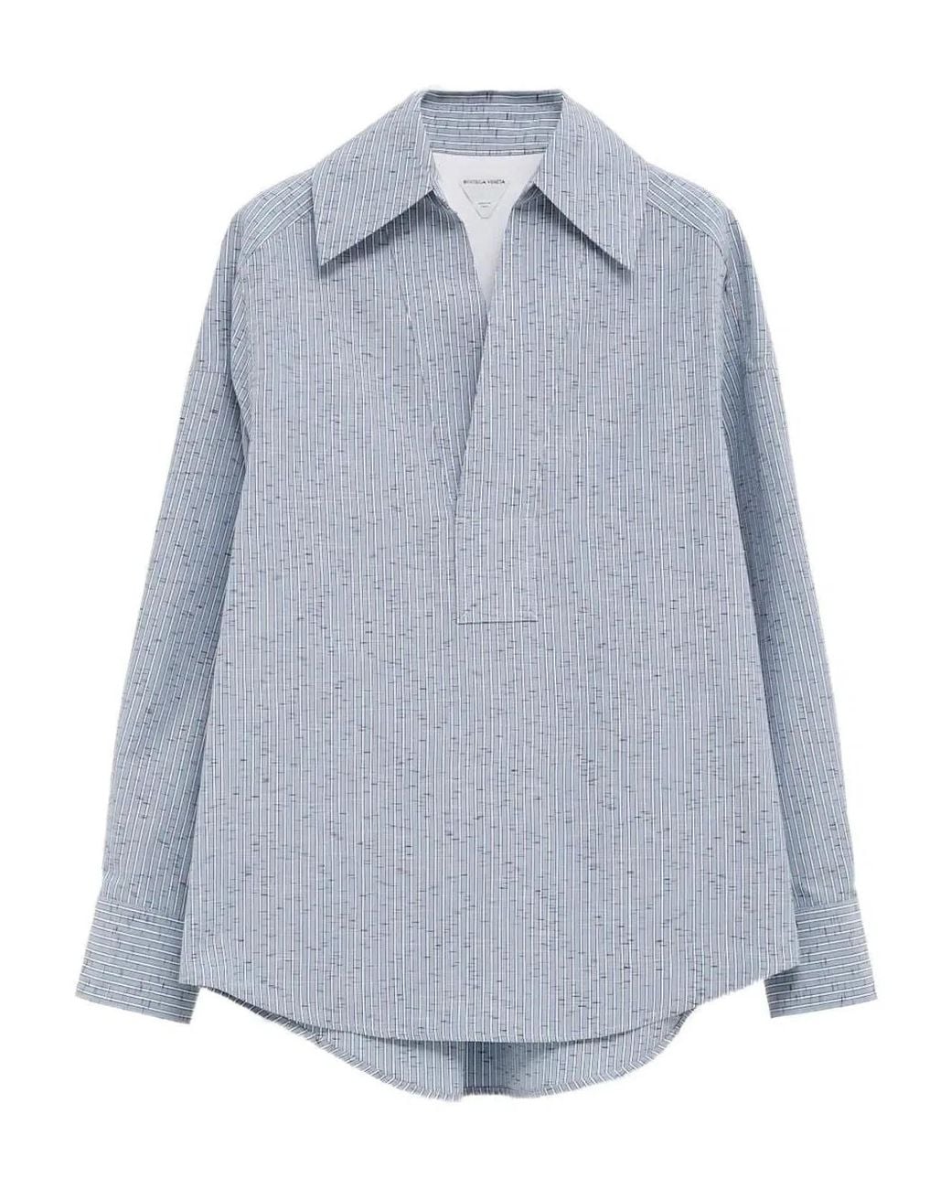 Bottega Veneta Blue Cotton And Linen Blouse