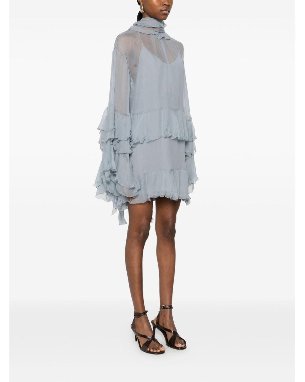 Chloé Blue Silk Short Dress