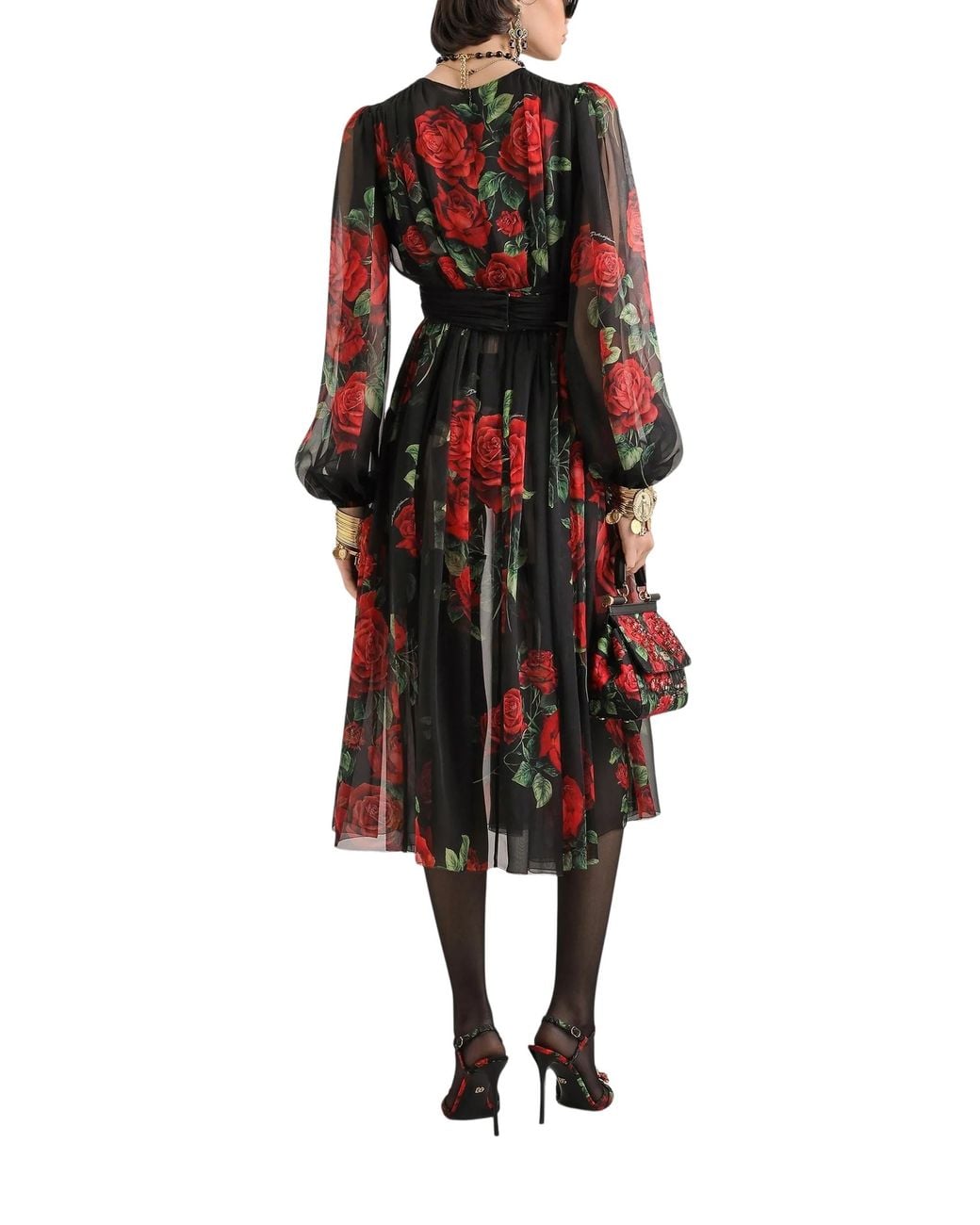 Dolce & Gabbana Black Dolce & Gabbana Dress With Rose Print