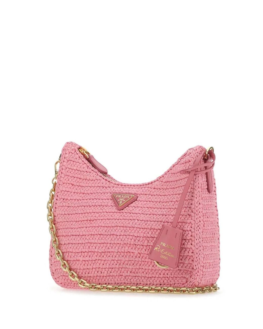 Prada Pink Raffia Re-Edition 2005 Shoulder Bag