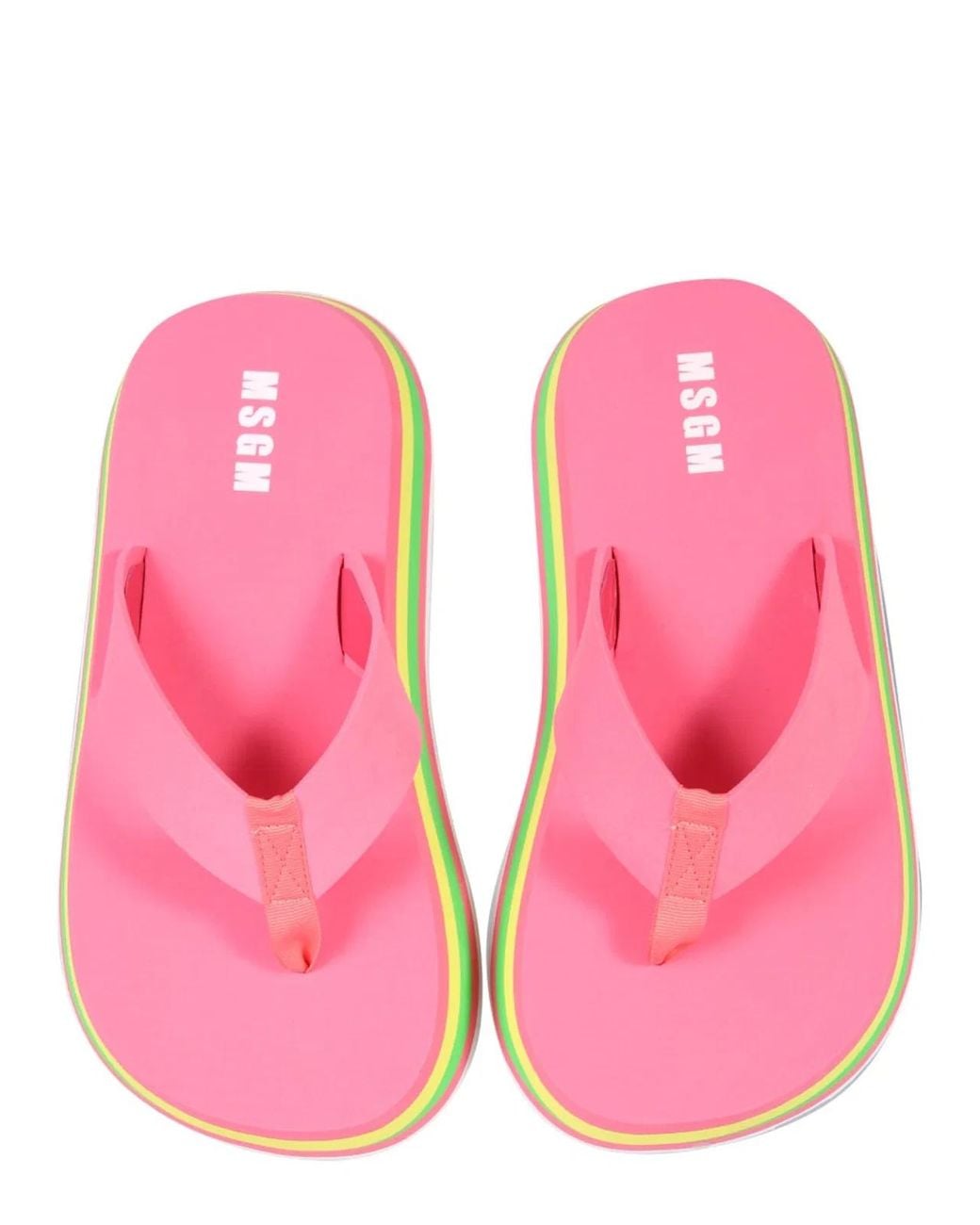 MSGM Pink Stripe Flip-Flops