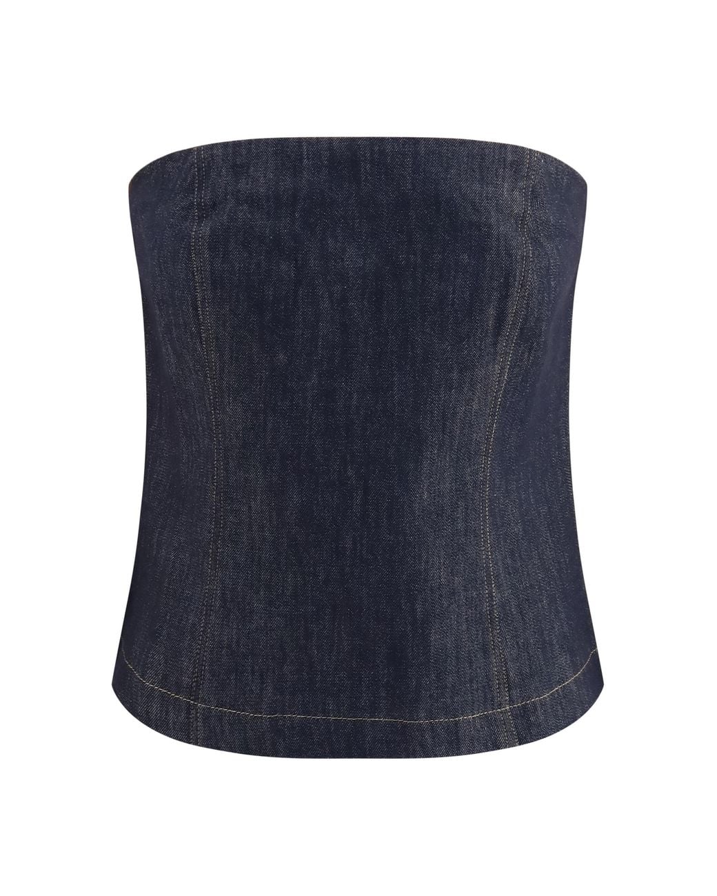 Brunello Cucinelli Blue Denim Effect Twill Bandeau Top