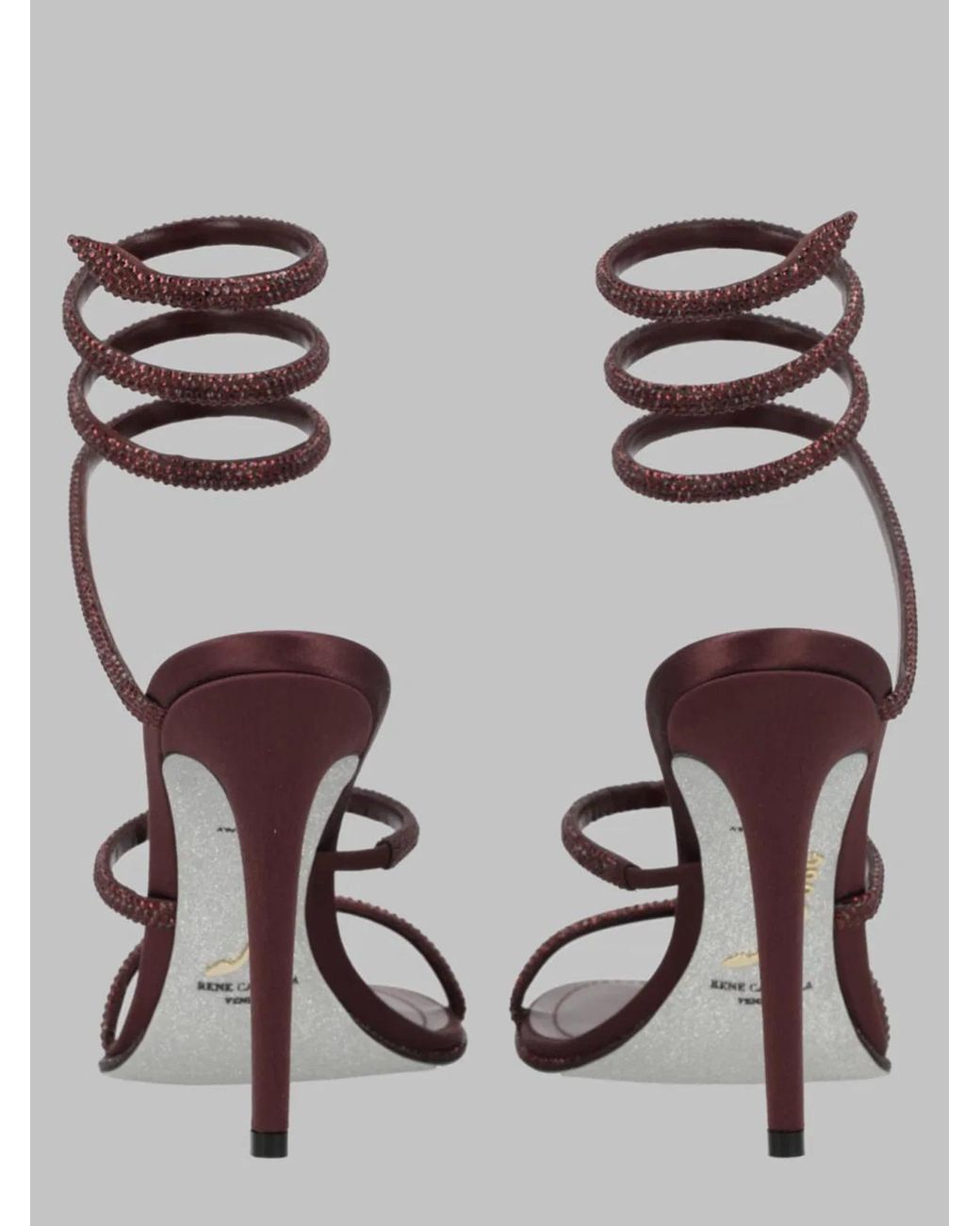 Rene Caovilla Brown Heeled Sandal Cleo Satin