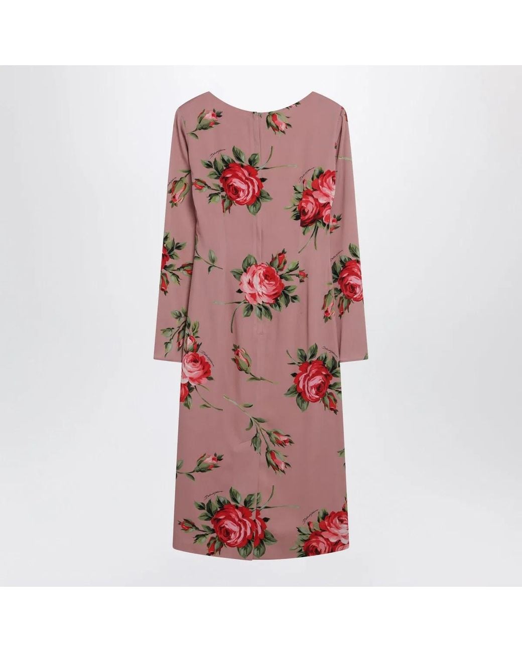 Dolce & Gabbana Pink Dolce & Gabbana Bouquet Rose Print Sheath Dress