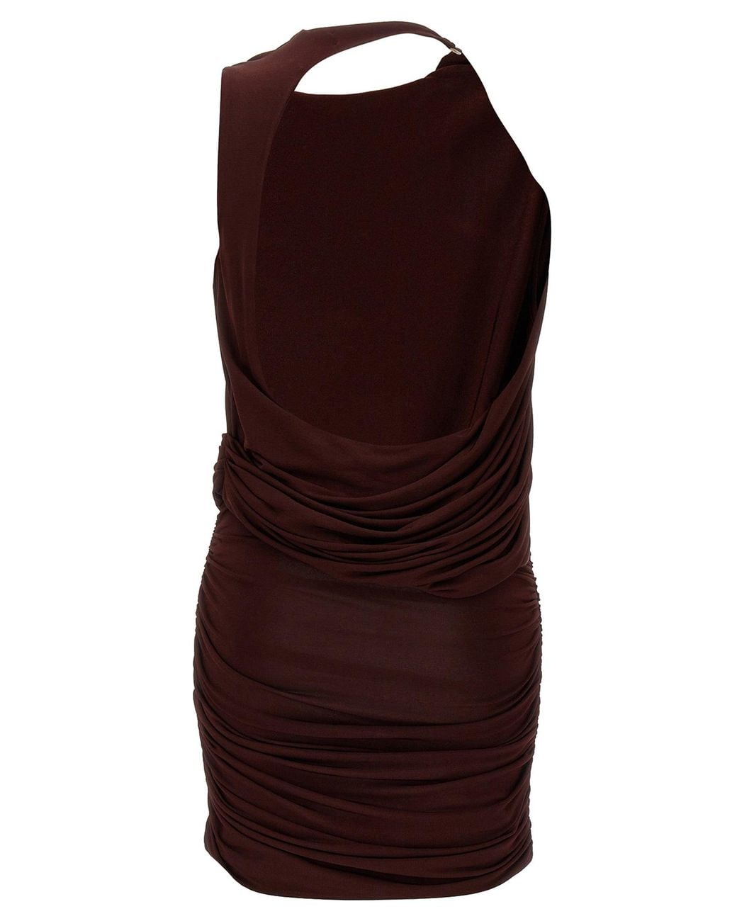Magda Butrym Purple Burgundy Ruffled Mini Dress With Draping