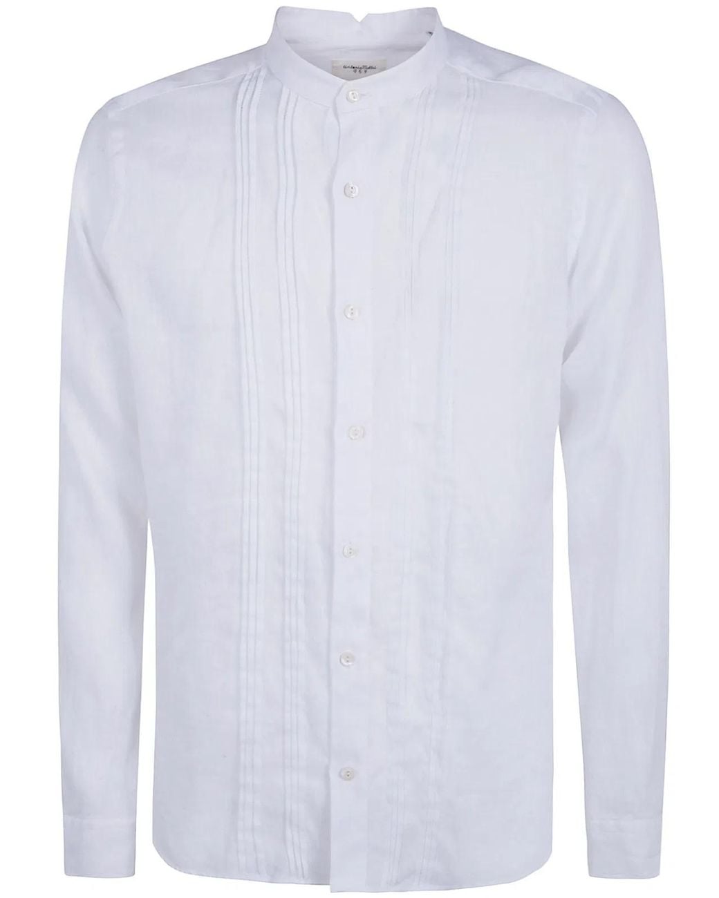 Tintoria Mattei 954 White Pleated Linen Shirt for men