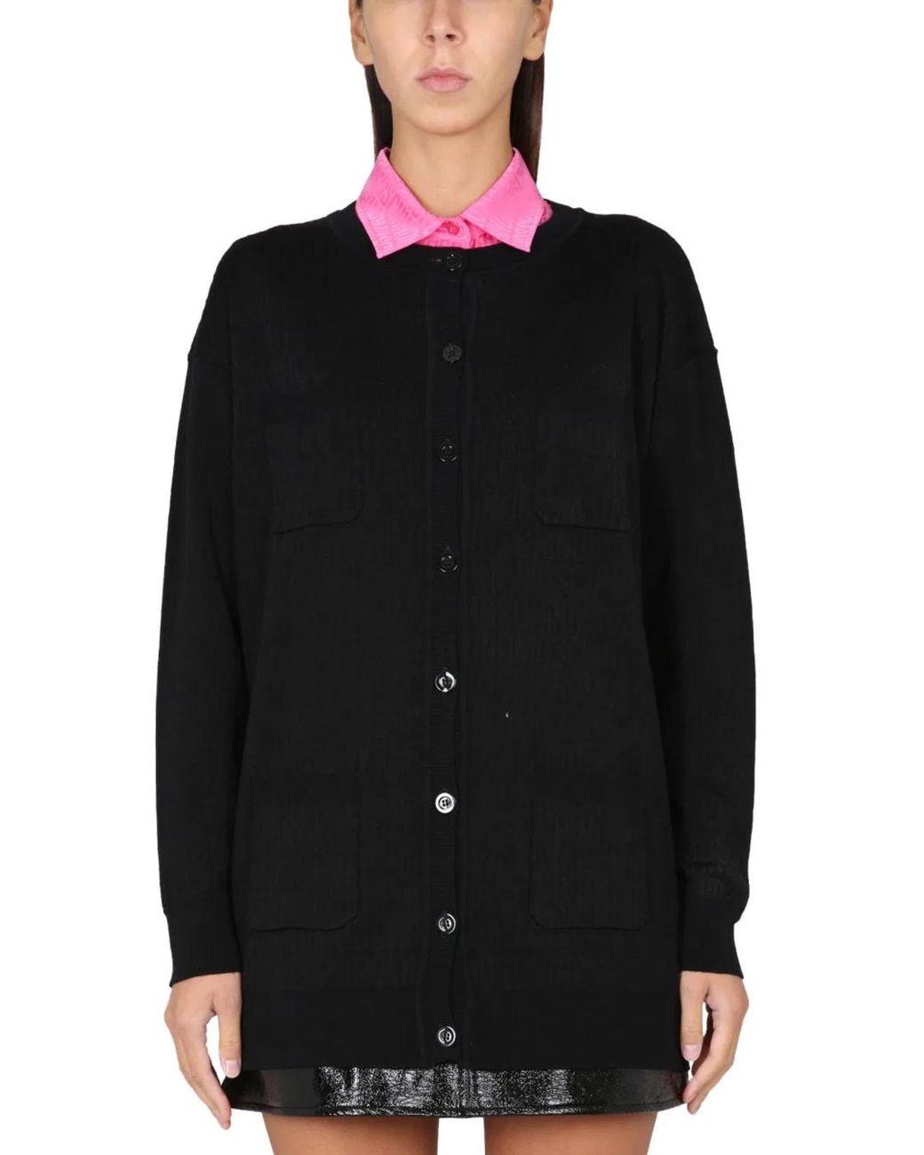Moschino Couture Black Cardigan With Logo