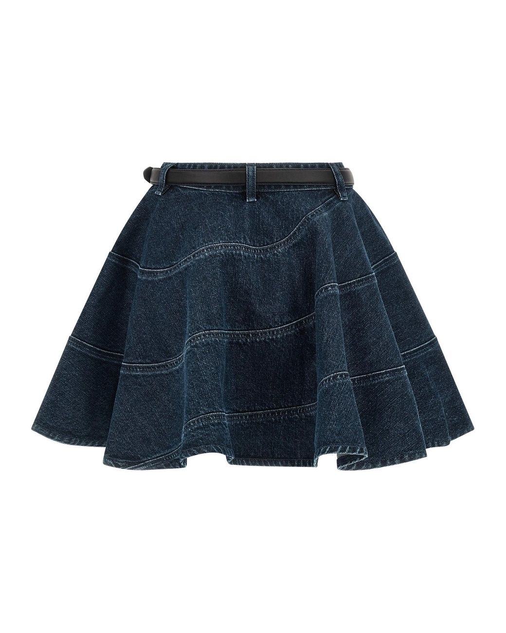 Self-Portrait Blue 'Flared Denim Mini' Skirt
