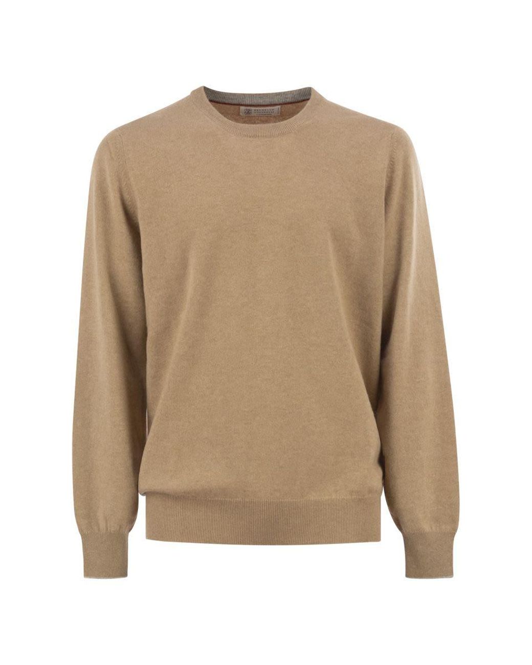 Brunello Cucinelli Natural Pure Cashmere Crew-Neck Sweater