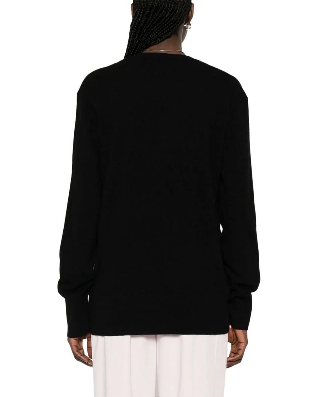 Totême  Black Solid V Neck Sweater