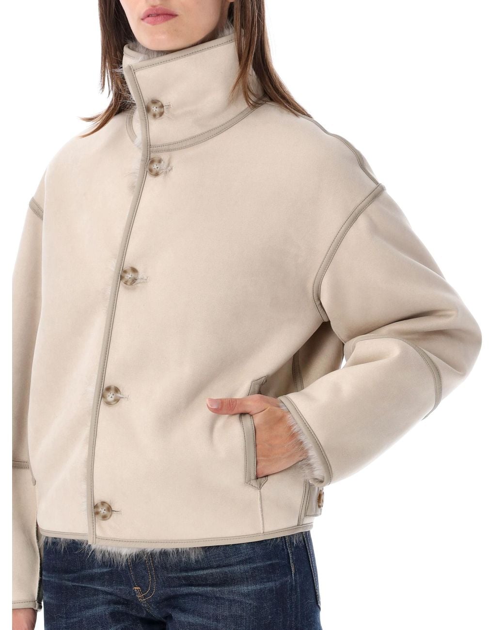 Urbancode Blue Short Jacket Toscana Faux Fur Reversabel